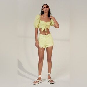 Zara High Waist Yellow Shorts